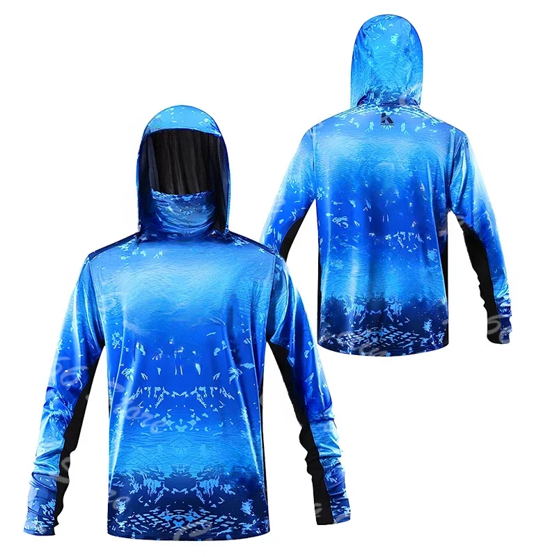 Fishing Shirt Uv Protection - Męska koszulka wędkarska z kapturem, wykonana