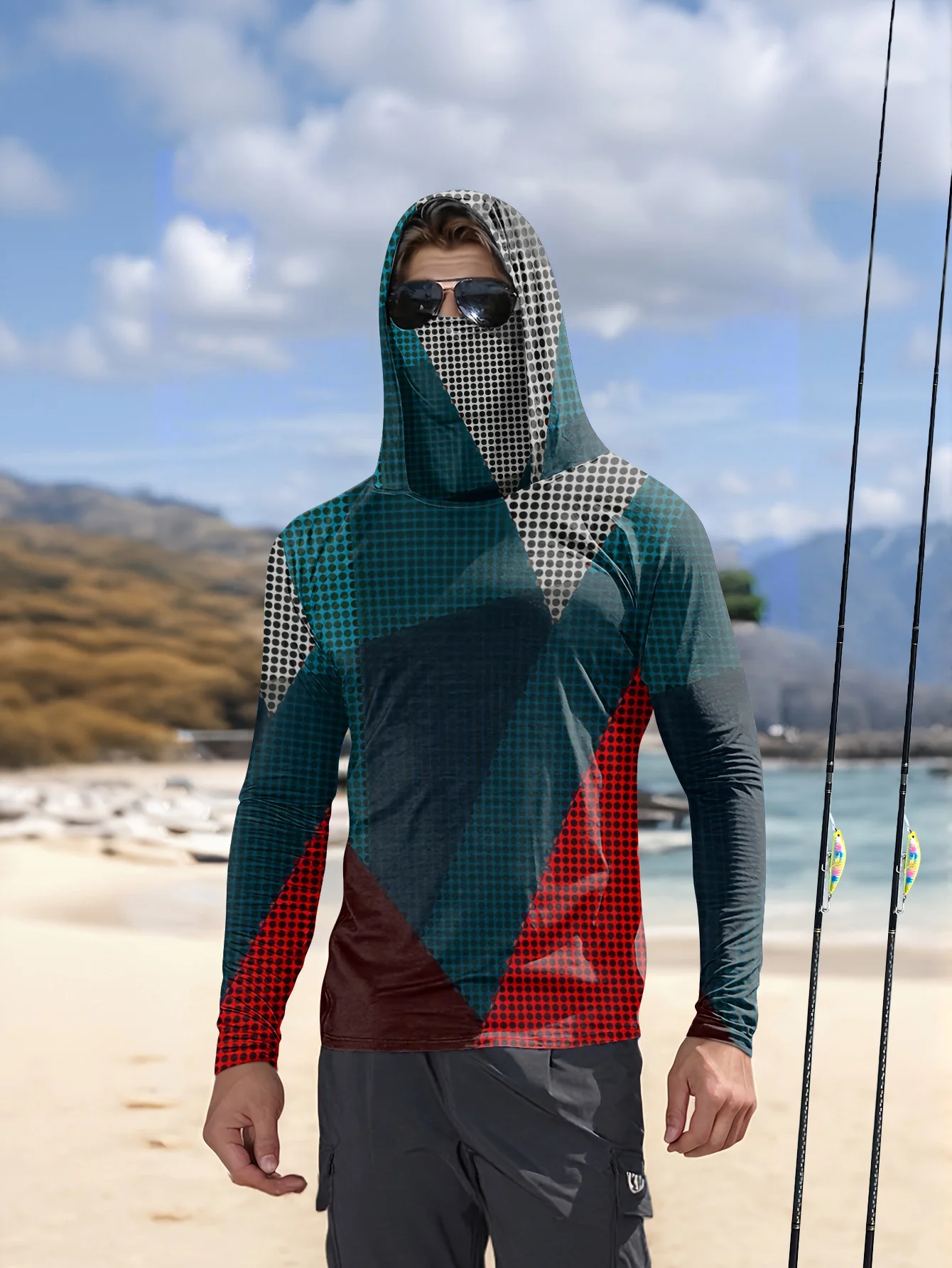 Fishing Shirt Uv Protection - Męska bluza z kapturem do wędkowania,